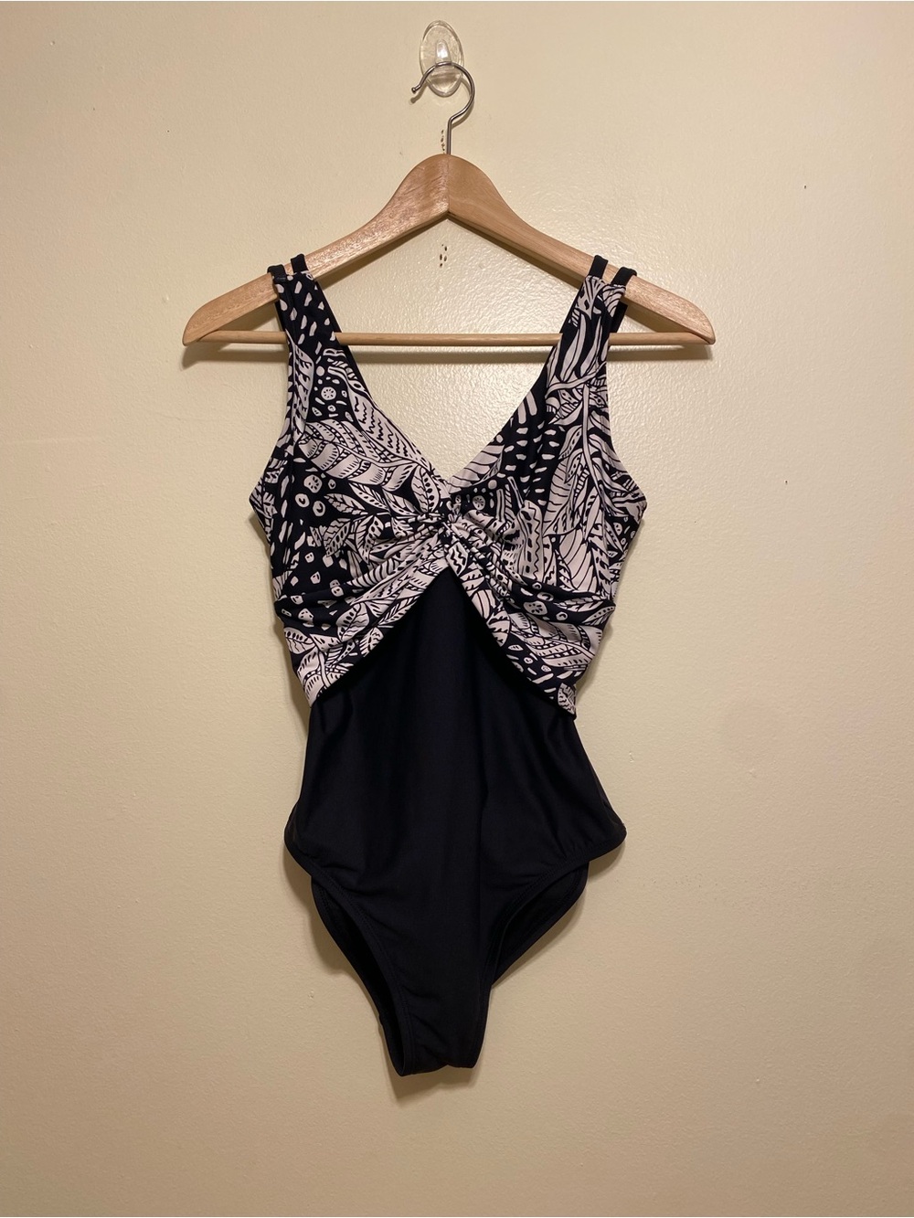 TRIBAL SPORT Black and White Patterned One-Piece Swimsuit. Size S